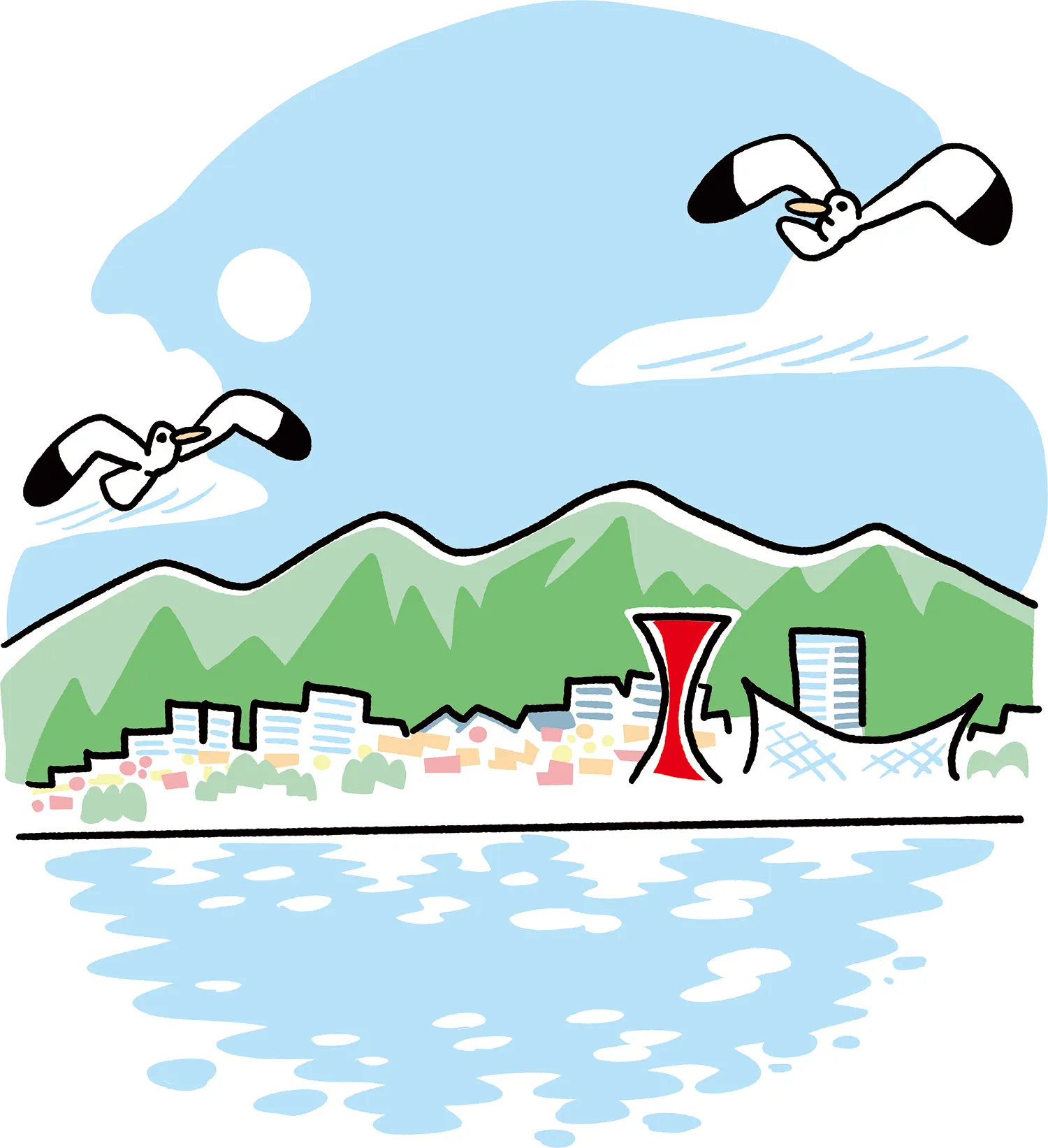 神戸の風景イラスト。